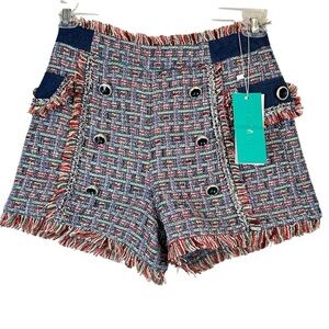 Fairwhale Woven Plaid Glam Lined Sailor Shorts Size M🔥
